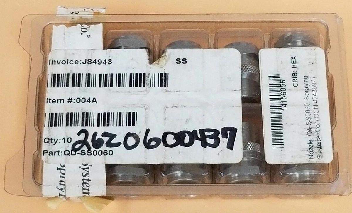 Used LOT OF 10 NEW SPRAYING SYSTEMS QU-SS0060 HEX NOZZLE TIPS QU-S0060