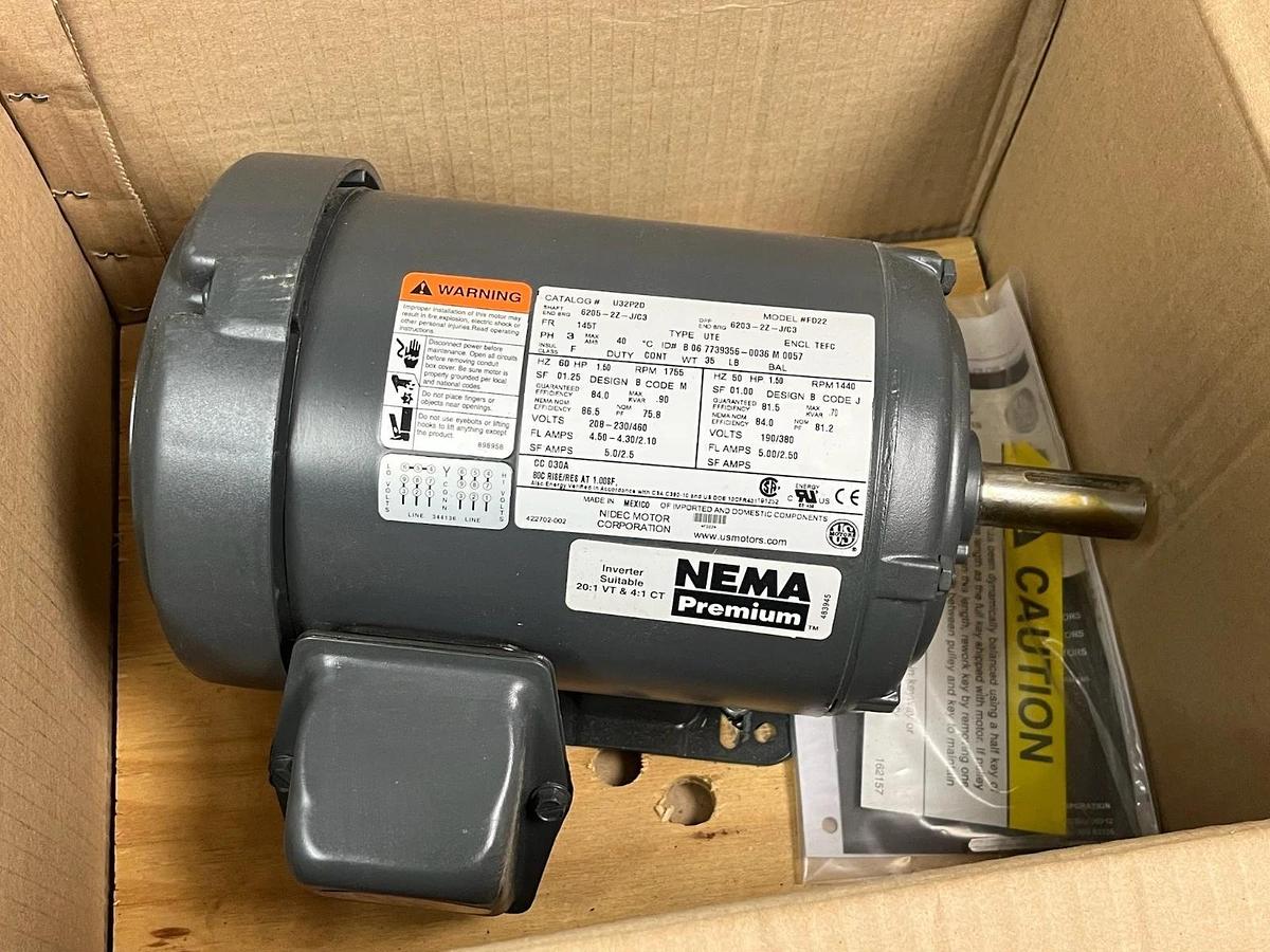 Nidec US Motors U32P2D 1.5 HP 3-Phase Motor | 1755 RPM | TEFC | 145T Frame NSMP