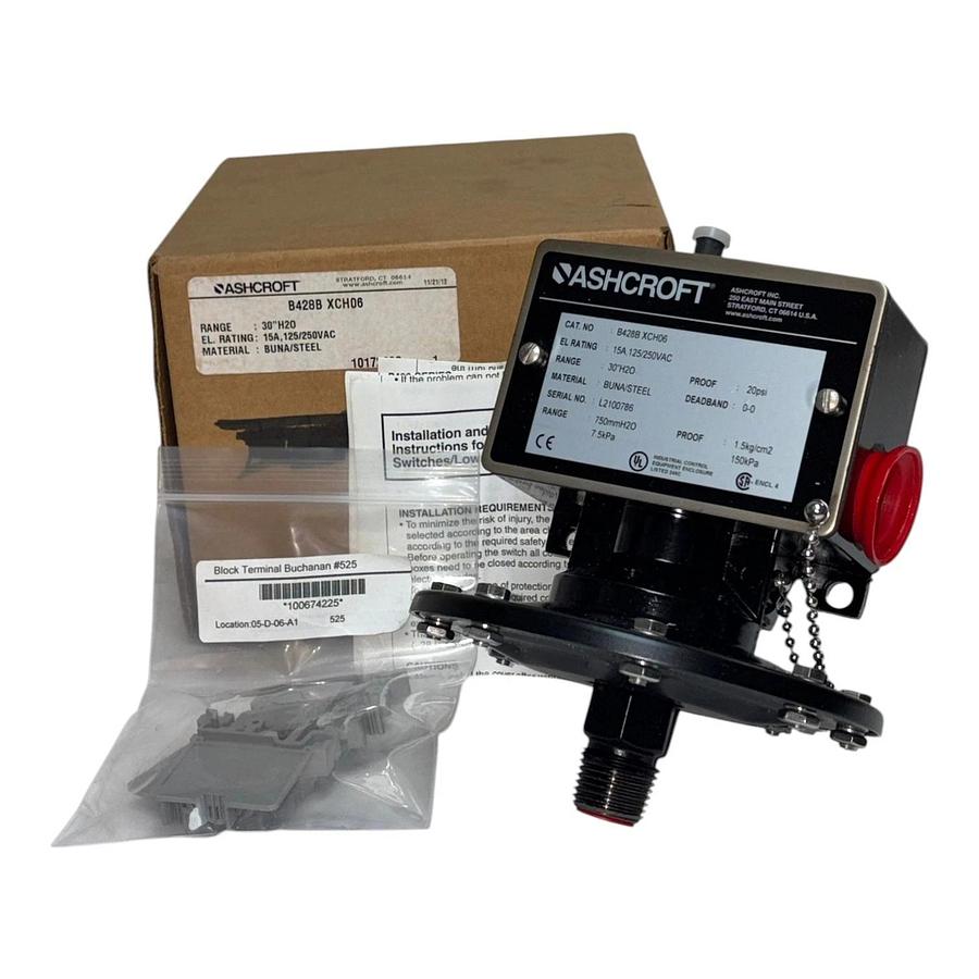 NEW Ashcroft B428B XCH06 Pressure Switch 30"H2O NEMA 4 Watertight Enclosure