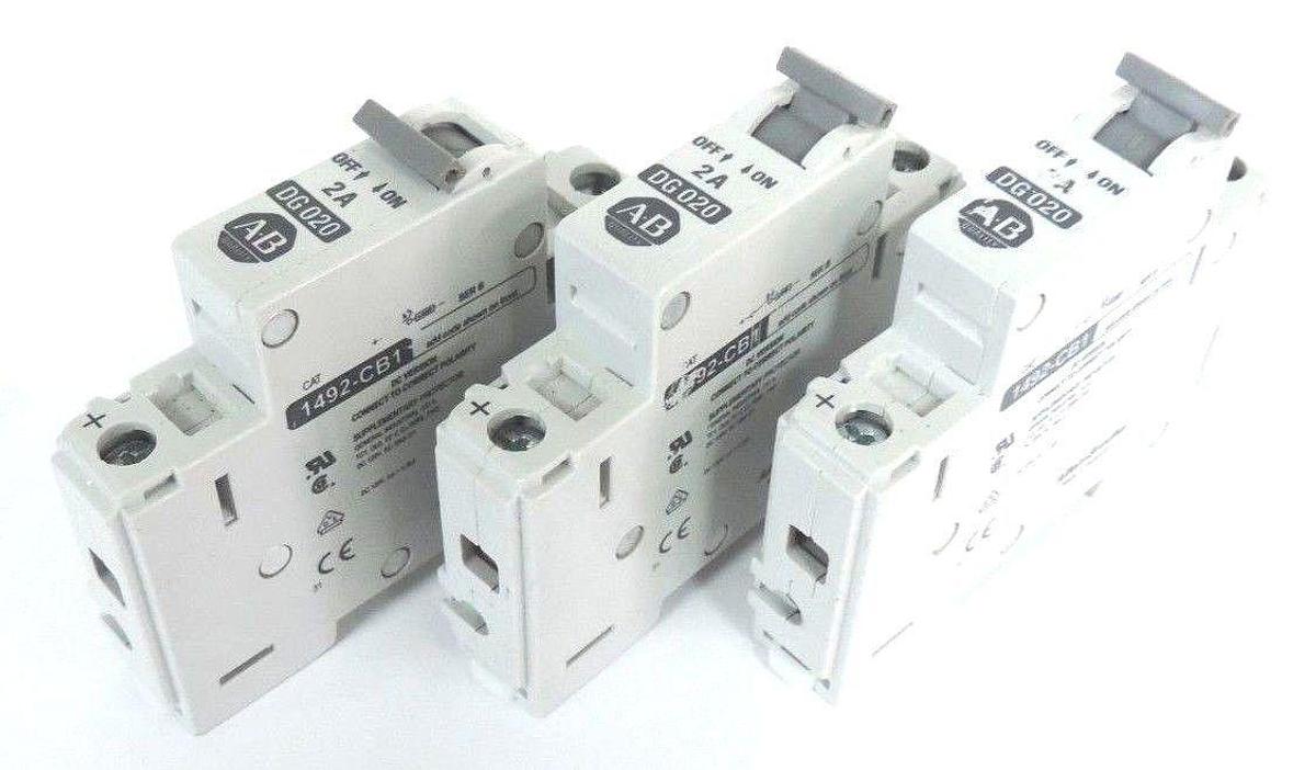 Used LOT OF 3 ALLEN BRADLEY 1492CB1DG020 CIRCUIT BREAKERS, 1492-CB1-DG-020