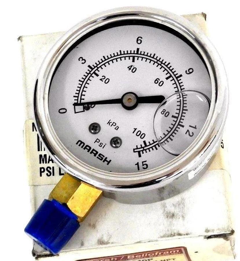NIB MARSH / BELLOFRAM J7640P 63MM SEVB 1/4" NPT PRESSURE GAUGE