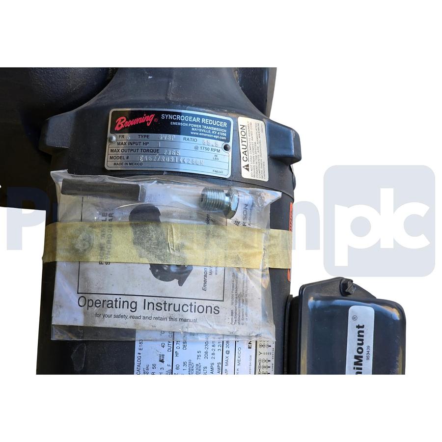 Used Browning E462 Right Angle Gear Reducer 6GWBPF1 85.5 Ratio w/0.75HP Motor E183