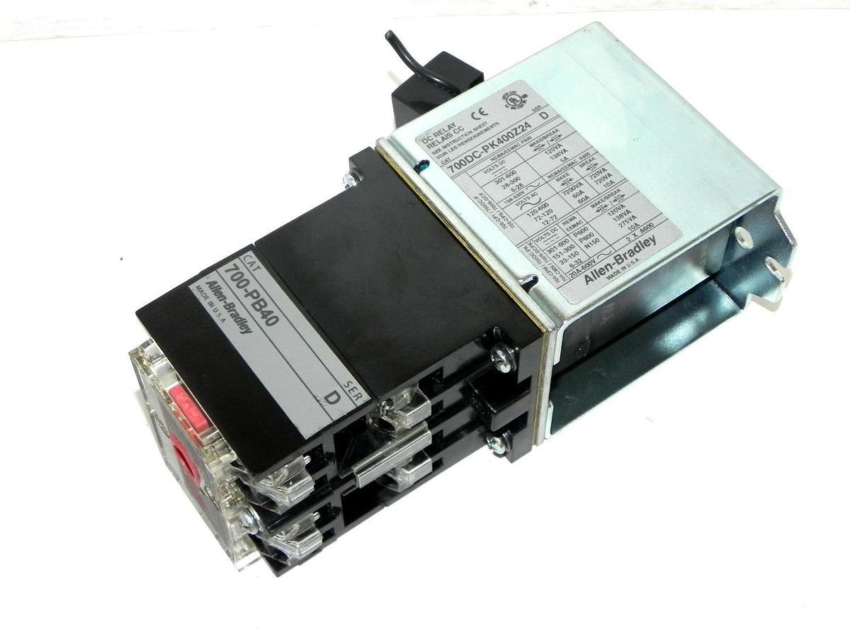 Used ALLEN BRADLEY 700DC-PK400Z24 CONTROL RELAY W/ 700-PB40 ADDER DECK