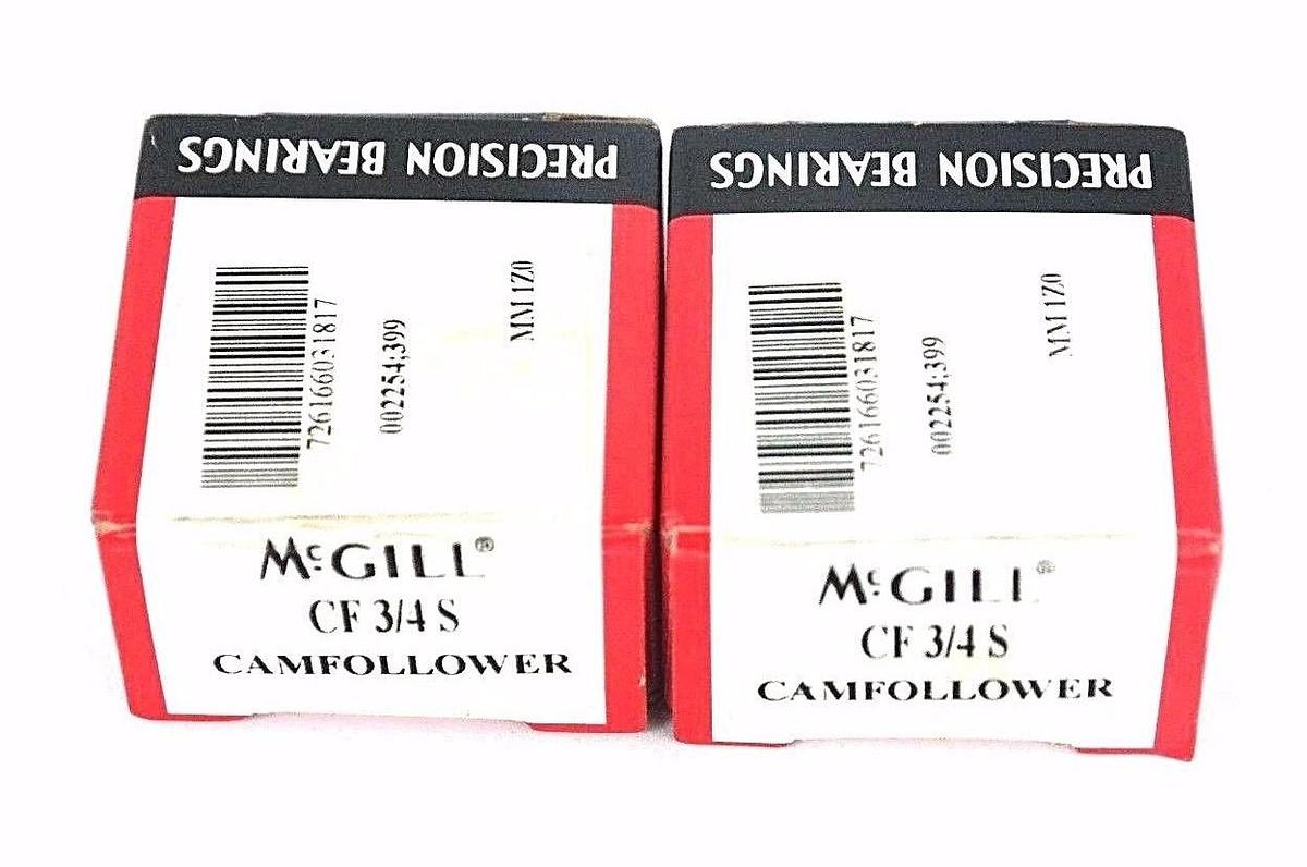 Used LOT OF 2 NIB MCGILL CF-3/4-S CAM FOLLOWERS CF3/4S