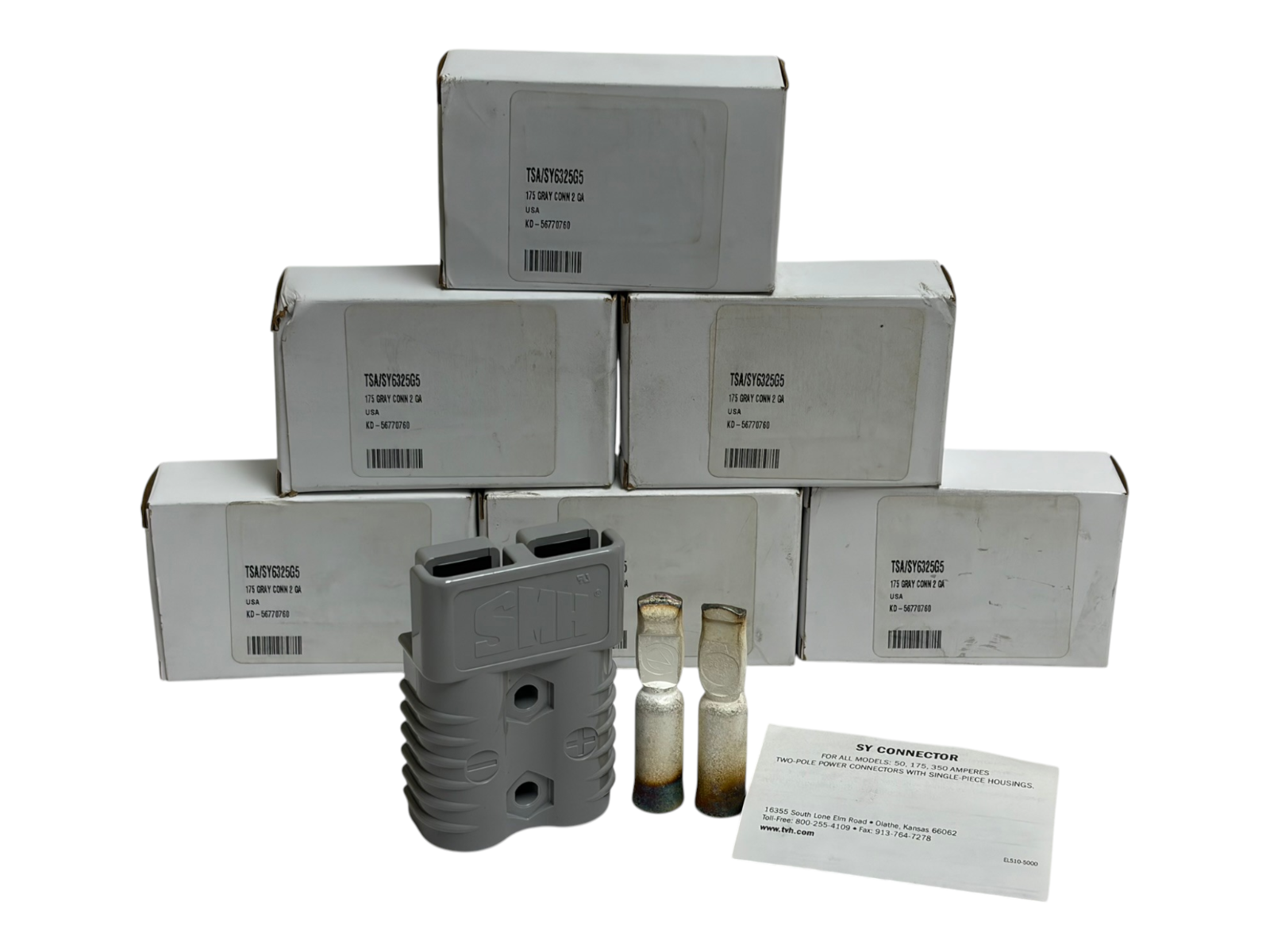 Used LOT OF 6 SMH SY6325G5 SY175 Grey 175A Quick Disconnect Forklift Connector 2 GA