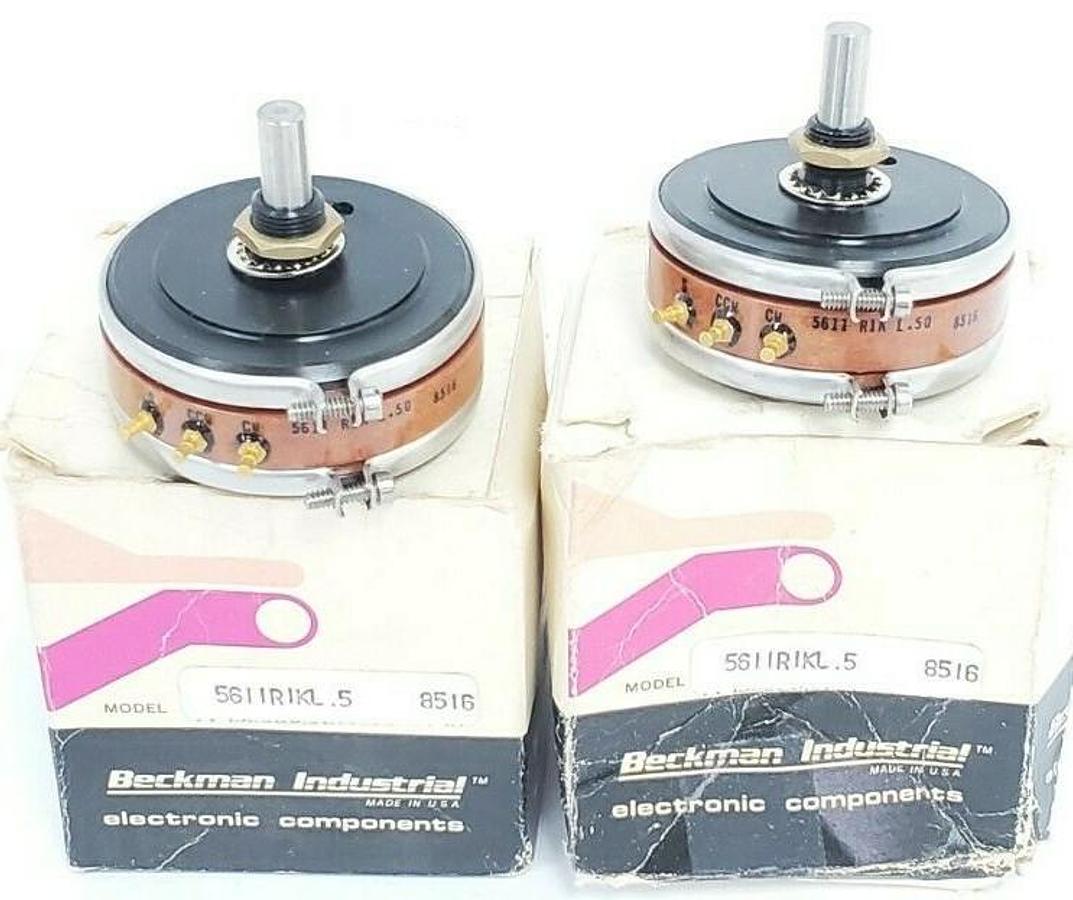 Used LOT OF 2 NIB BECKMAN 5611 R1K L.5 SINGLE-TURN POTENTIOMETERS 1000 OHM 5611R1KL.5