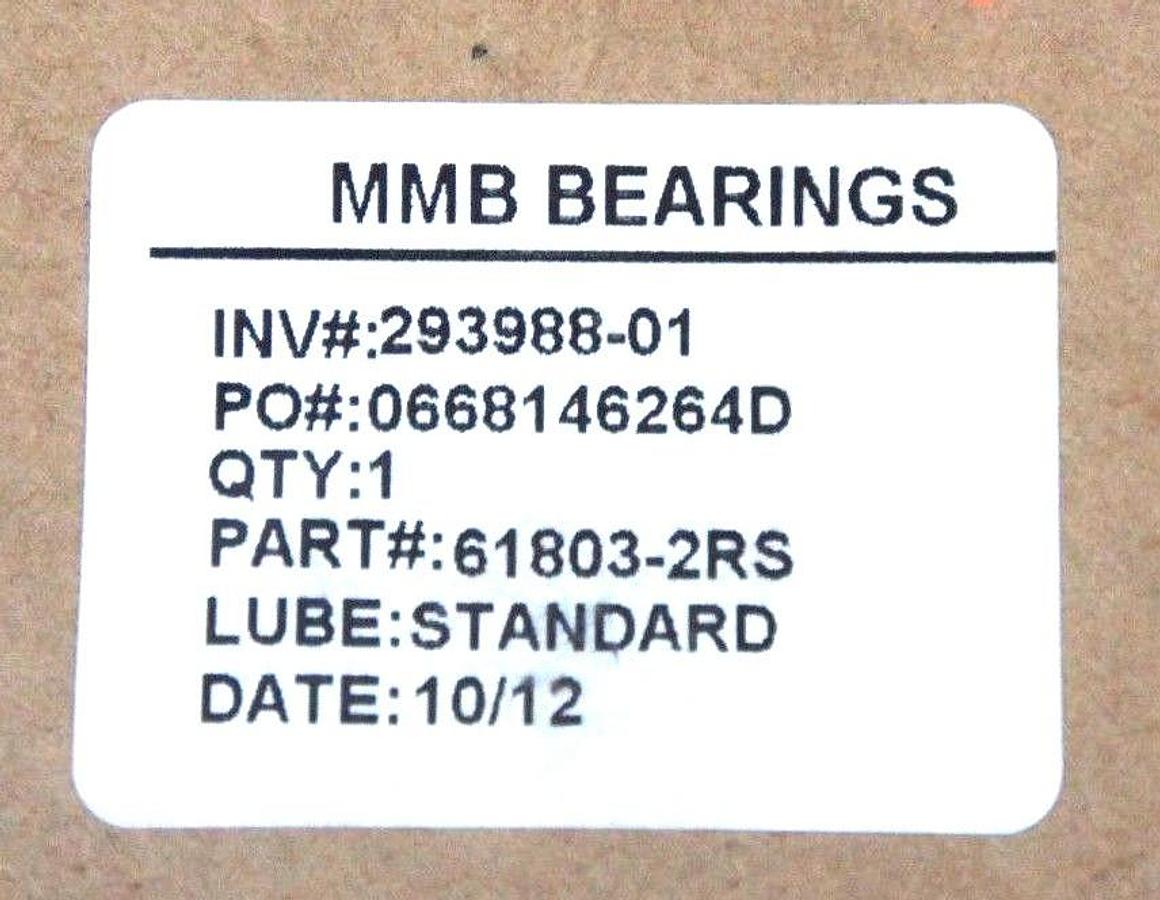 Used LOT OF 2 NEW MMB 61803-2RS BALL BEARINGS 618032RS