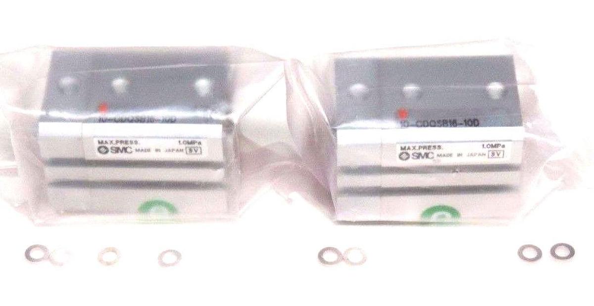 Used LOT OF 2 NIB SMC 10-CDQSB16-10D PNEUMATIC ROTARY CLAMP CYLINDERS 10CDQSB1610D
