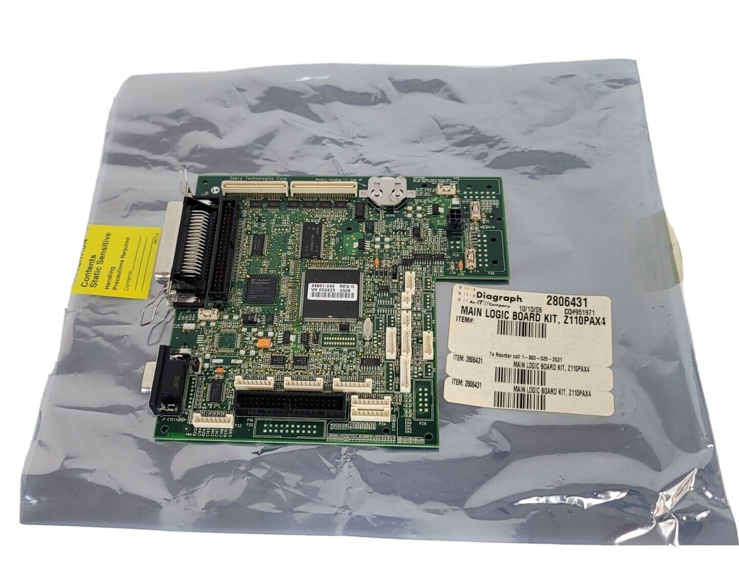 Used NEW ZEBRA 34901-040 REV. G MAIN LOGIC BOARD KIT Z110PAX4