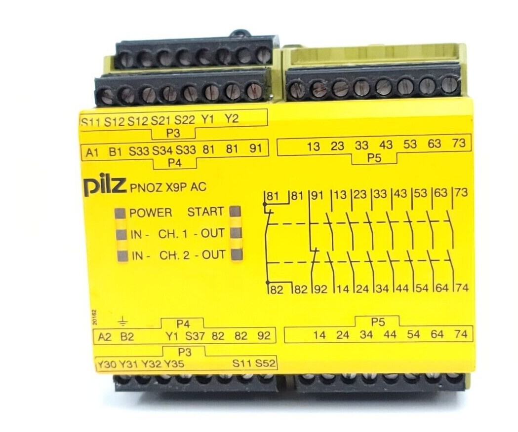 Used PILZ PNOZ X9P 24VDC 100-240VACDC 7no 2nc 2so SAFETY RELAY 777606 PNOZX9P