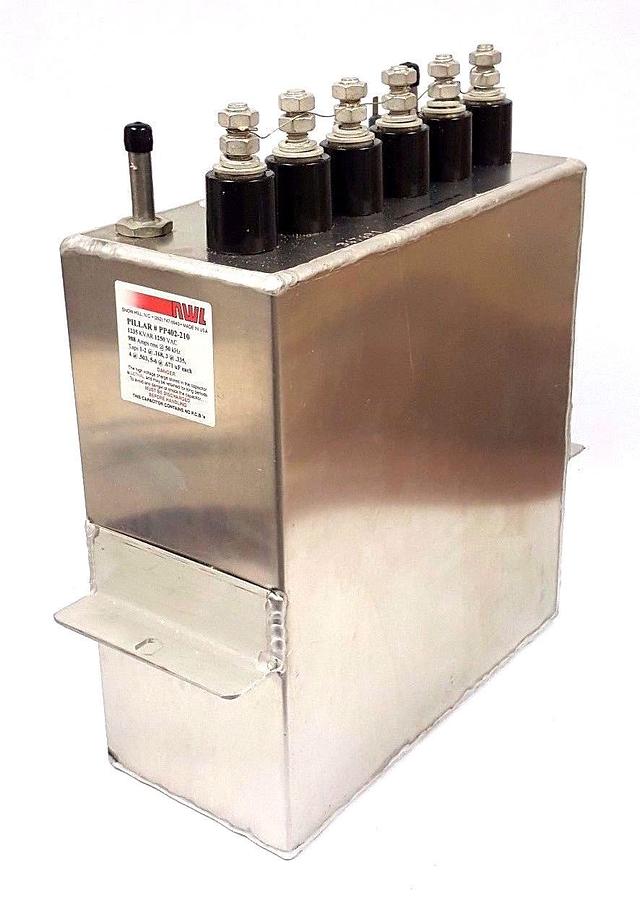 NEW PILLAR PP402-210 CAPACITOR 1235 KVAR 1250 VAC 988 AMPS RMS @ 50KHZ, PP402210