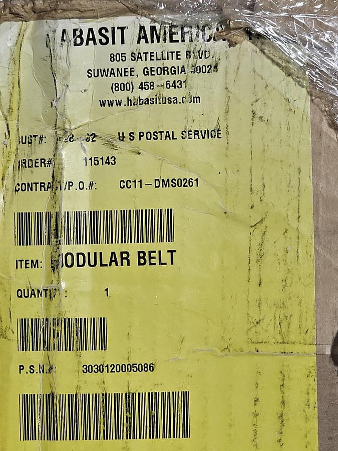 Used HABASIT AMERICA M1220 FLAT TOP PP GRAY RODS BELT WIDTH: 23.65'' LENGTH: 12.71'