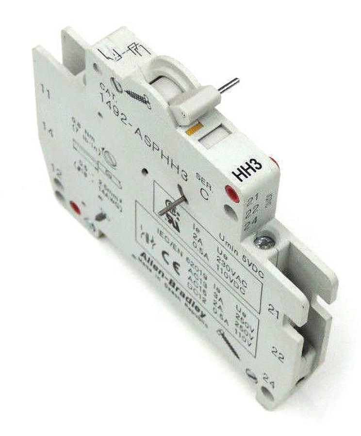 Used LOT OF 2 ALLEN BRADLEY 1492-ASPHH3 DUAL 1NO/1NC AUX CONTACT MODULES SER. C