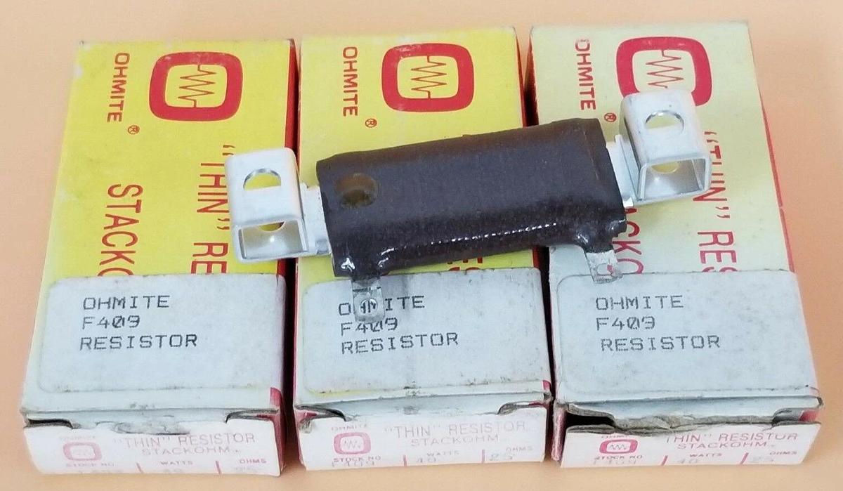 Used LOT OF 4 NIB OHMITE STOCK NO. F409 RESISTORS 40W 25 OHMS