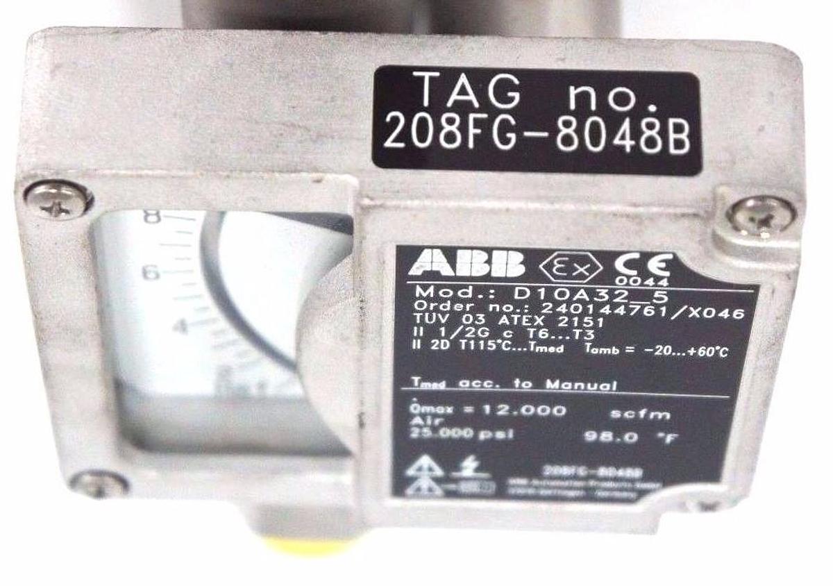 Used NEW ABB D10A32-5 FLOWMETER 1/2" NPT ORDER NO. 240144761/X046 D10A325