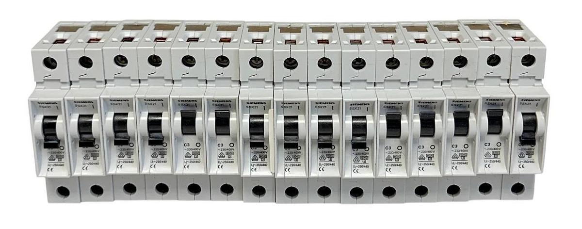 Used 15 SIEMENS 5SX21-C3 / 5SX21 / 5SX2 MINI CIRCUIT BREAKERS 230/400V 1-POLE USNP