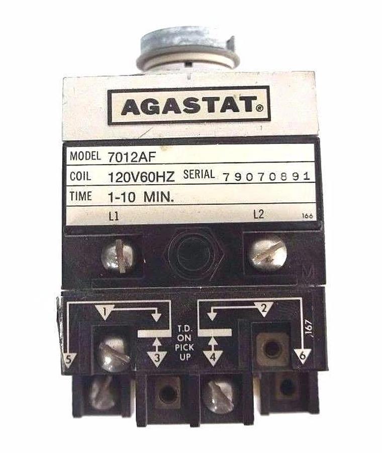 Used AGASTAT 7012AF TIMING RELAY 1-10 MIN. 120V 60HZ COIL 7012-AF