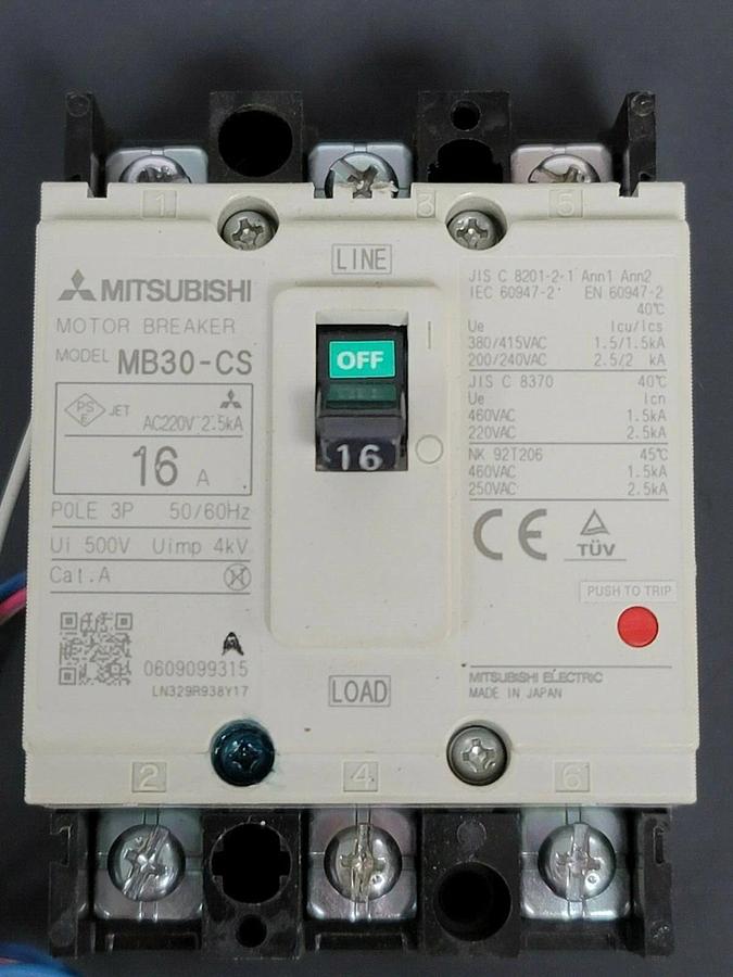 Used MITSUBISHI MB30-CS CIRCUIT BREAKER 16A, 3POLE 50/60HZ MB30CS