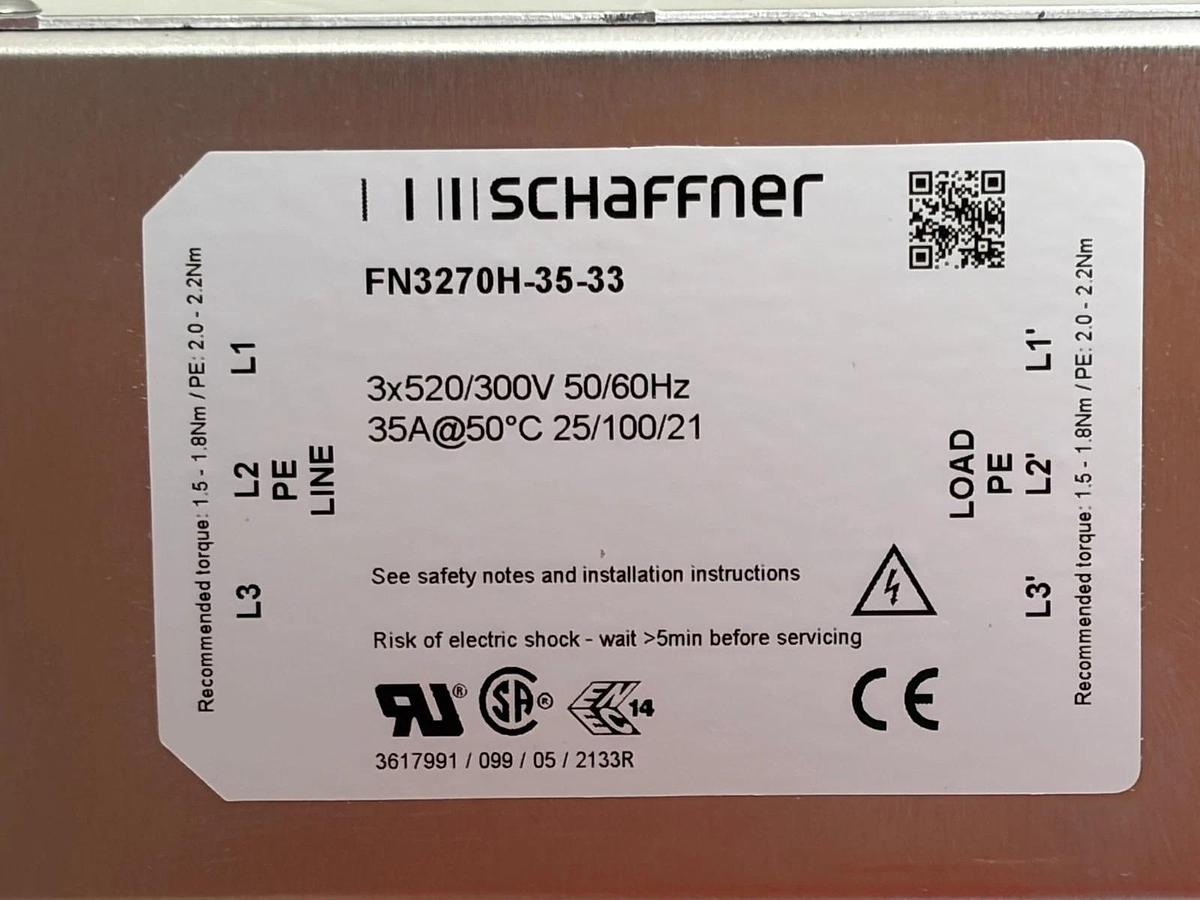 Schaffner FN3270H-35-33 3-Phase EMC RFI Power Line Filter 35A 480V 520V -  NSMP