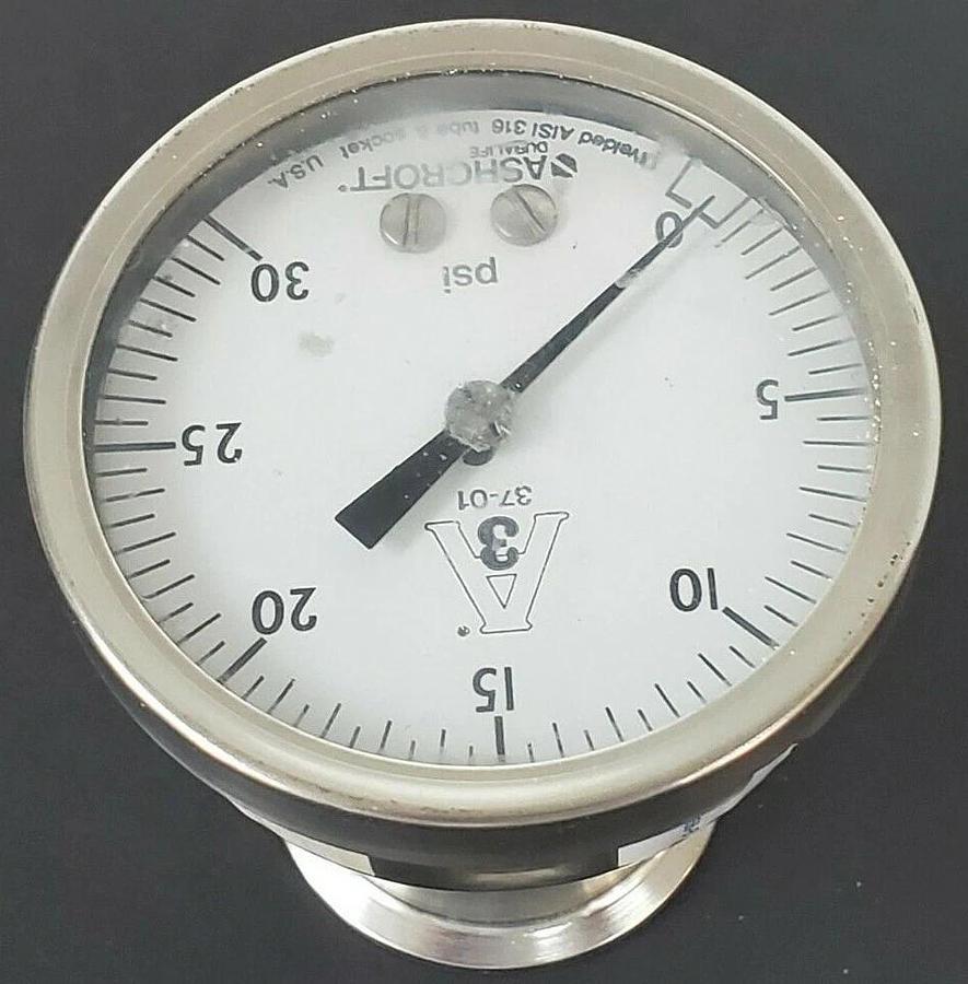 Used ASHCROFT A3 37-01 PRESSURE GAUGE, 0-30PSI, G250-2456-B, 250-2990