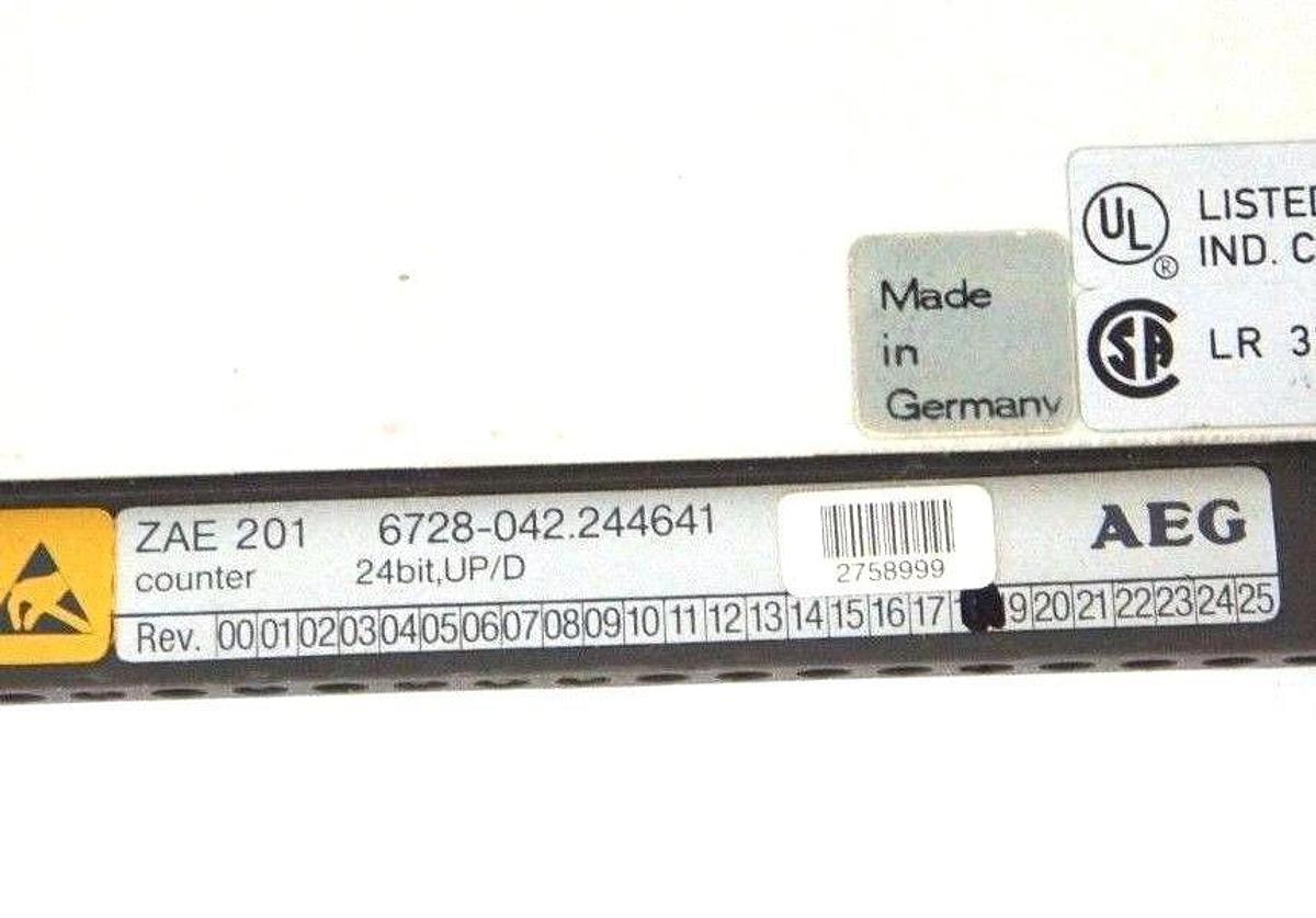 Used AEG MODICON ZAE 201 COUNTER MODULE 24 BIT, UP/D, REV 18, 6728-042.244641