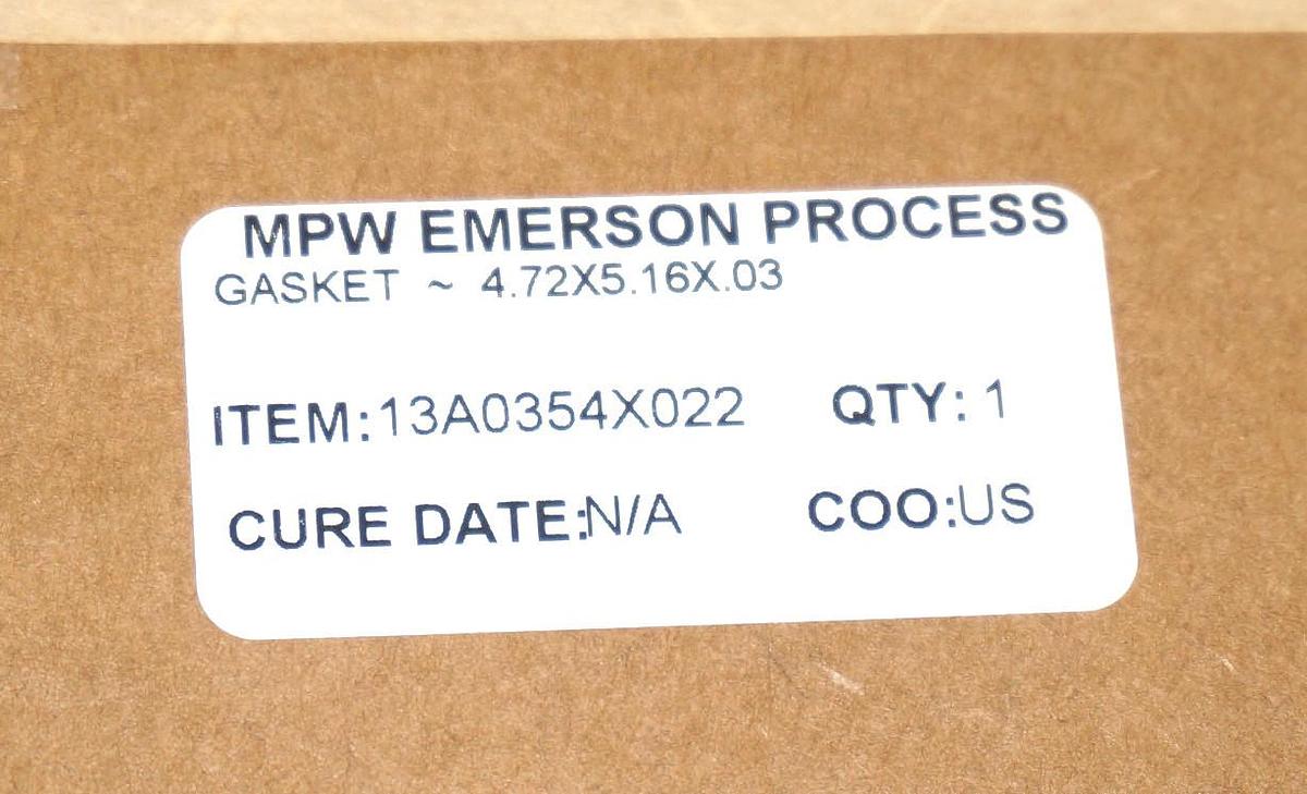 NEW MPW EMERSON PROCESS 13A0354X022 GASKET- 4.72X5.16X.03 COPPER