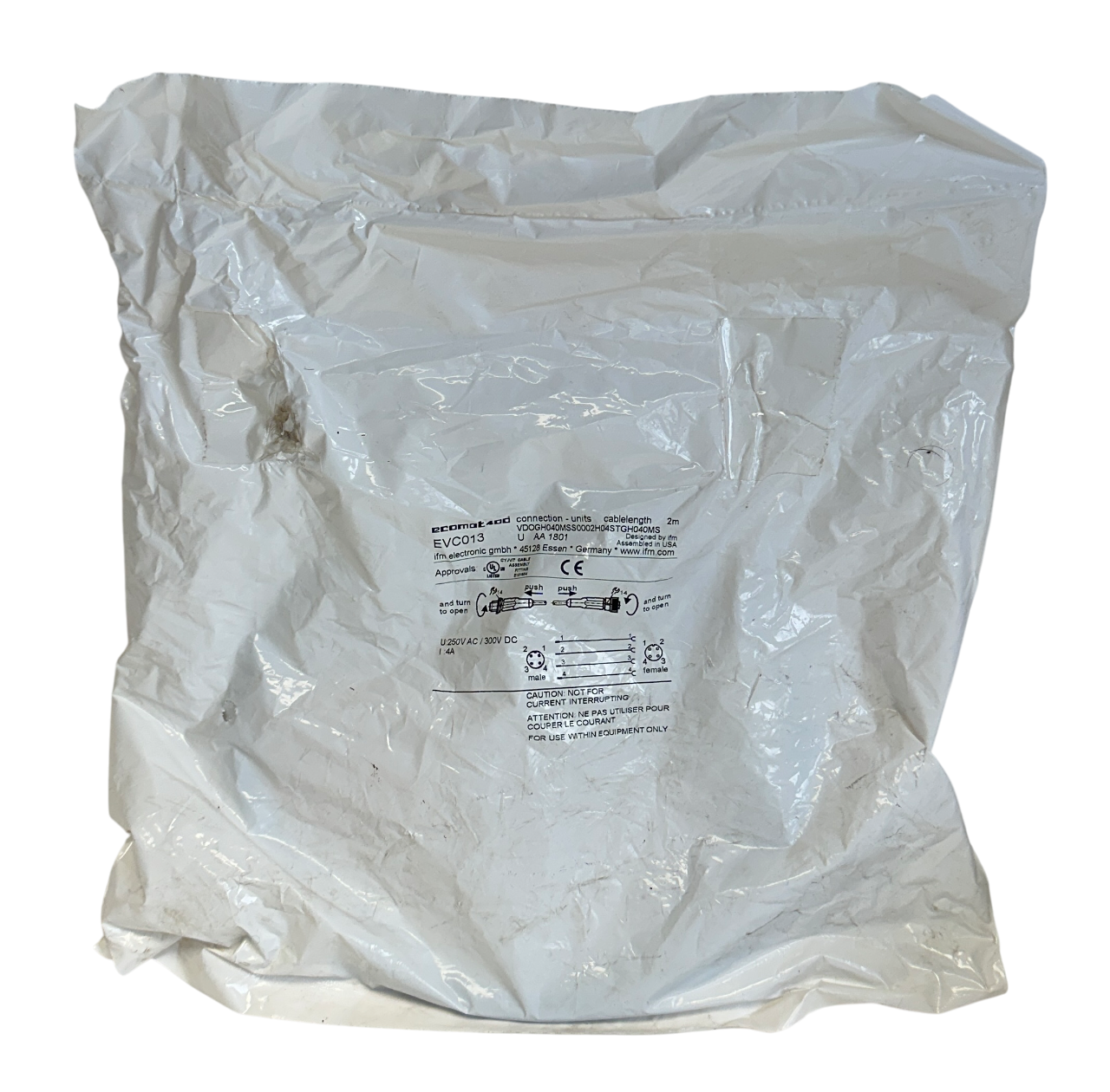 IFM VDOGH040MSS0002H04STGH040MS / EVC013 ECOMAT 400 CONNECTION CABLE 2M NSFS