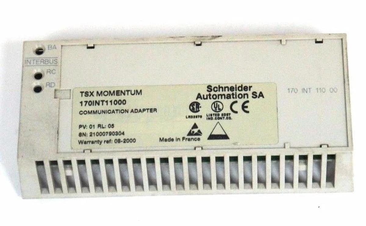 Used SCHNEIDER 170INT11000 COMMUNICATION ADAPTER PV: 01, RL: 05, 170 INT 110 00