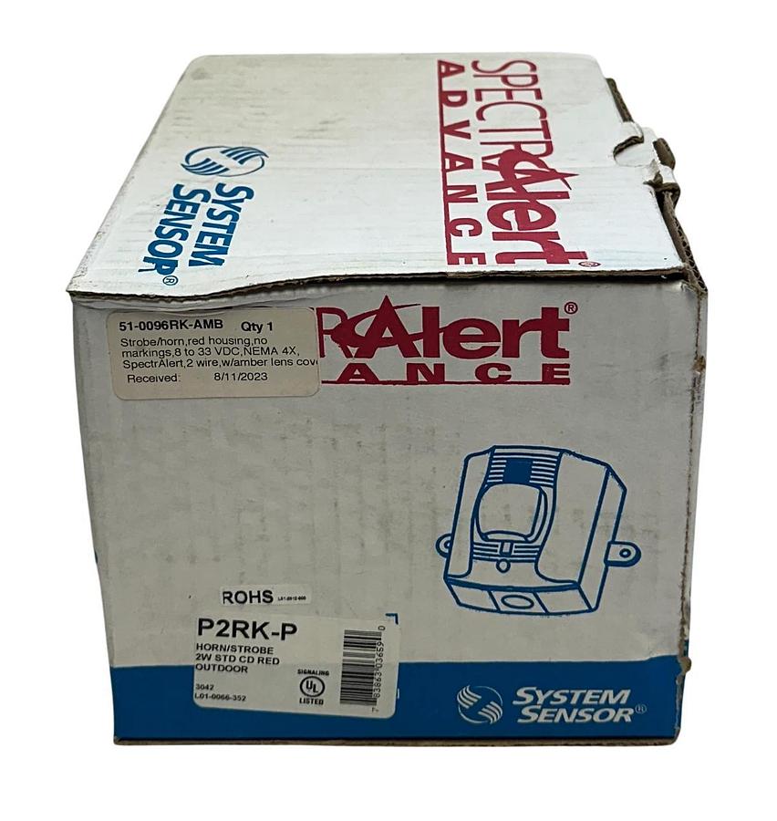 SYSTEM SENSOR P2RK-P / 51-0096RK-AMB SPECTRAlert HORN/STROBE 8-33V AMBER NSMP