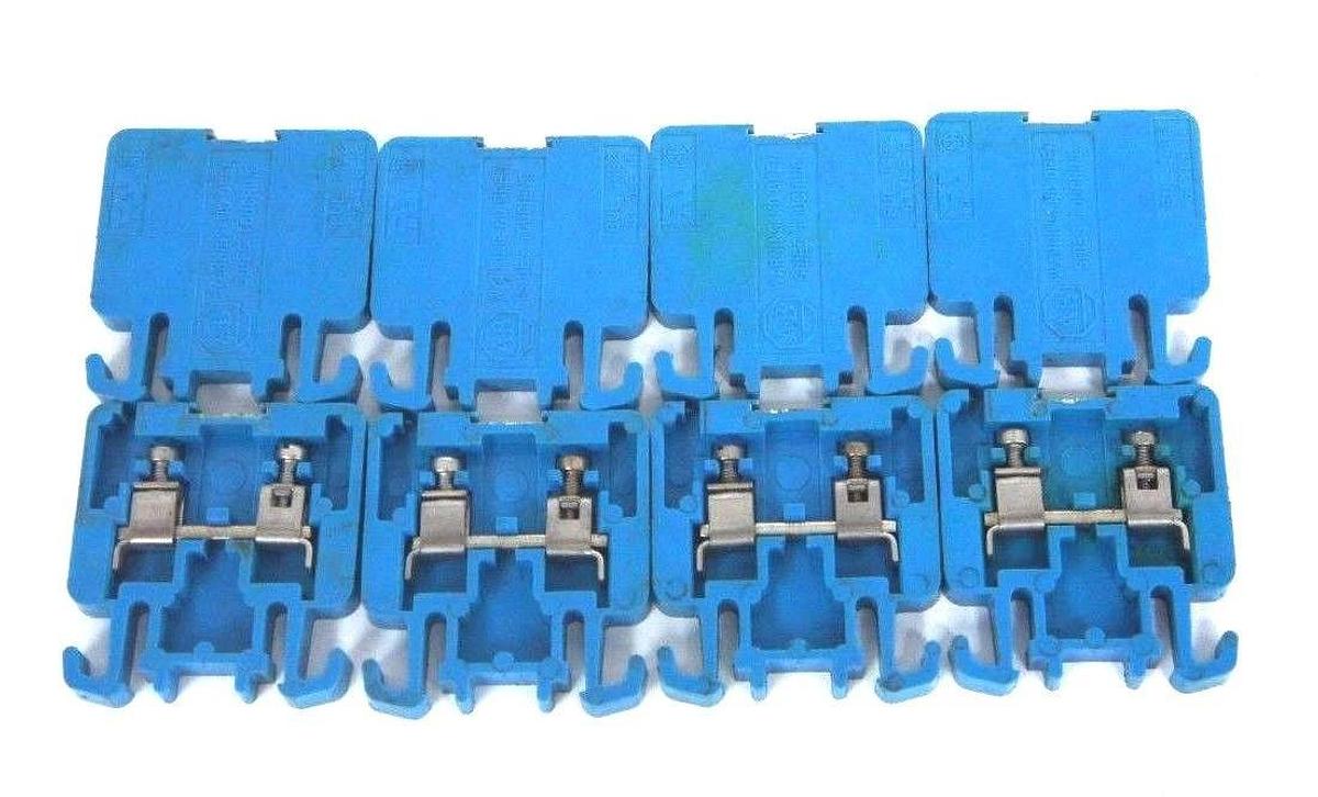 Used LOT OF 8 ALLEN BRADLEY 1492 STYLE H BLUE TERMINAL BLOCKS, 1492-H, 1492H