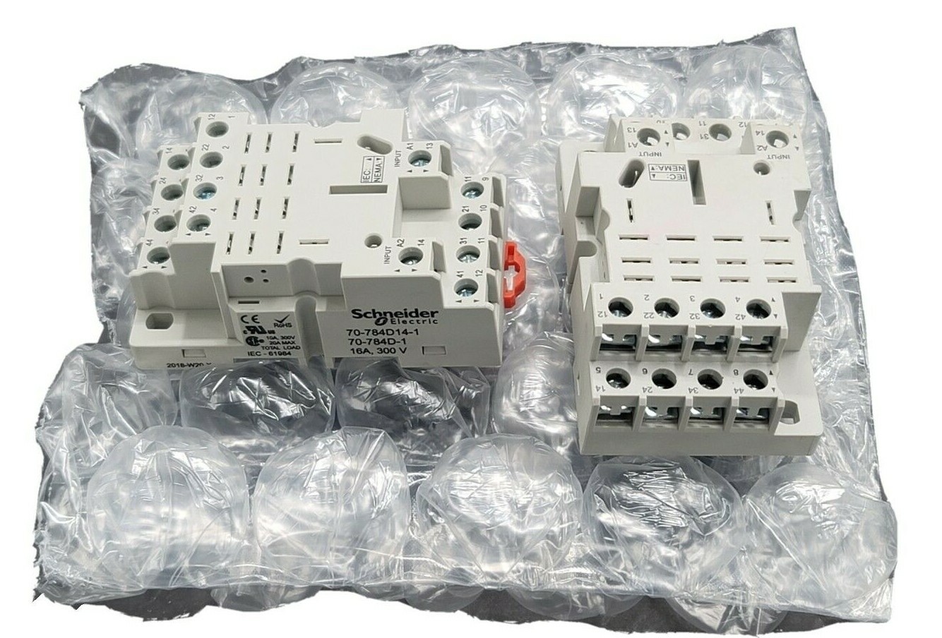 Used LOT OF 2 NEW SCHNEIDER ELECTRIC 70-784D14-1 SOCKETS 14PIN 16AMP 300V