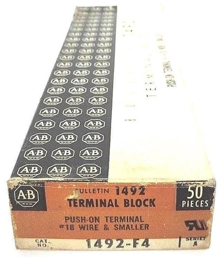 Used BOX OF 50 NEW ALLEN BRADLEY 1492-F4 SER. A TERMINAL BLOCKS 1492F4