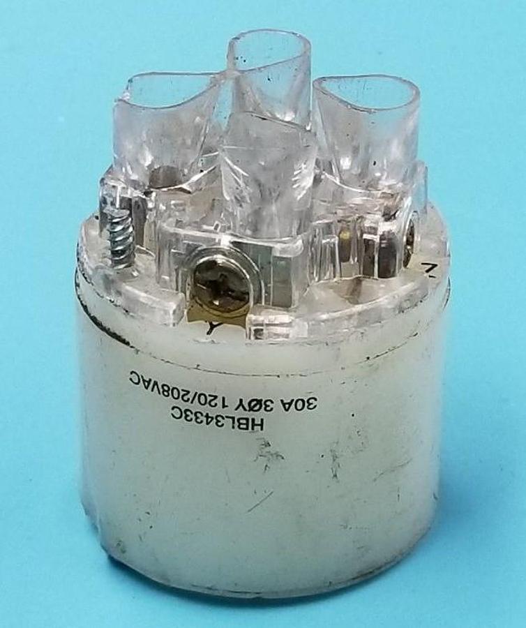 Used HUBBELL HBL3433C CONNECTOR 30A, 120/208VAC (INCOMPLETE)