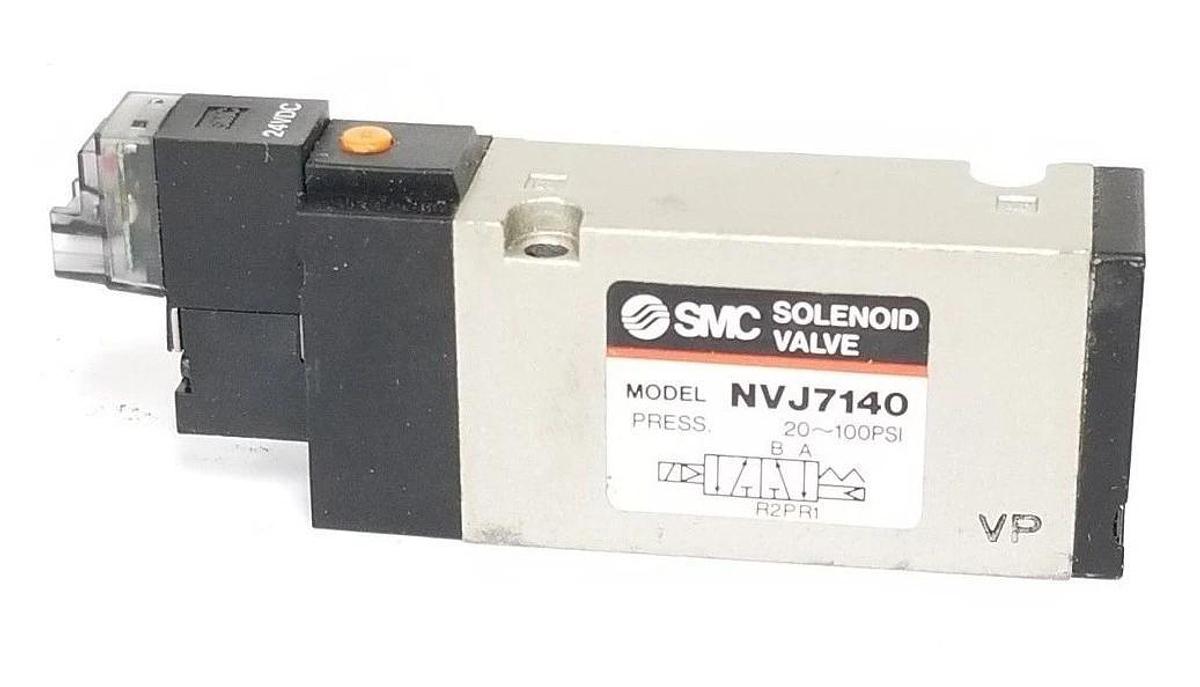 Used SMC NVJ7140 SOLENOID VALVE 20-100PSI, 24VDC