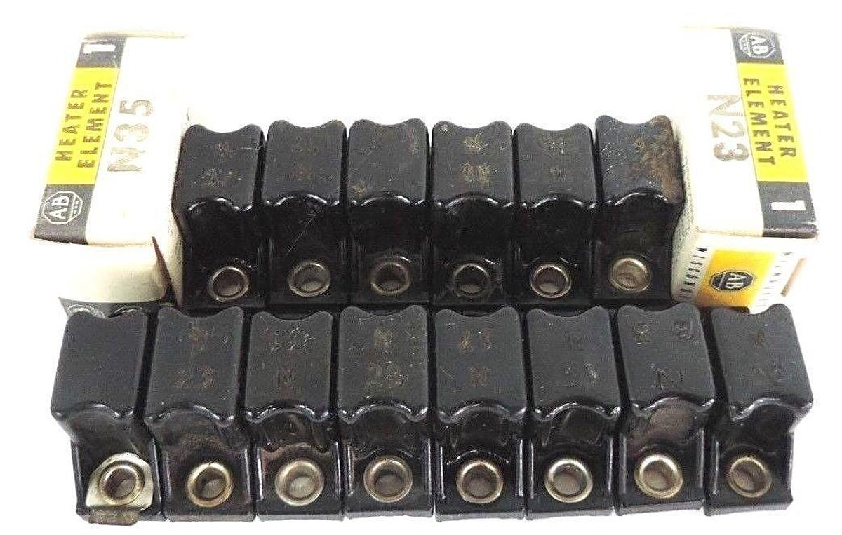 Used LOT OF 16 ALLEN BRADLEY HEATER ELEMENTS N36 N37 N33 N30 N23 N28 N17 N22 N35 N23