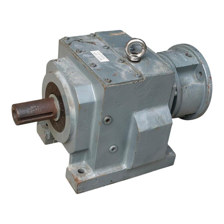 Used Industrial Gray Right Angle Inline Gear Reducer C-Face Input Keyed Shaft Used