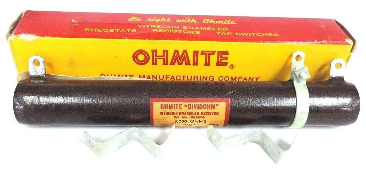 Used NIB OHMITE DIVIDOHM RESISTOR NO. 1164, 5000 OHMS WATT SIZE: 160 AMPS: 0.179