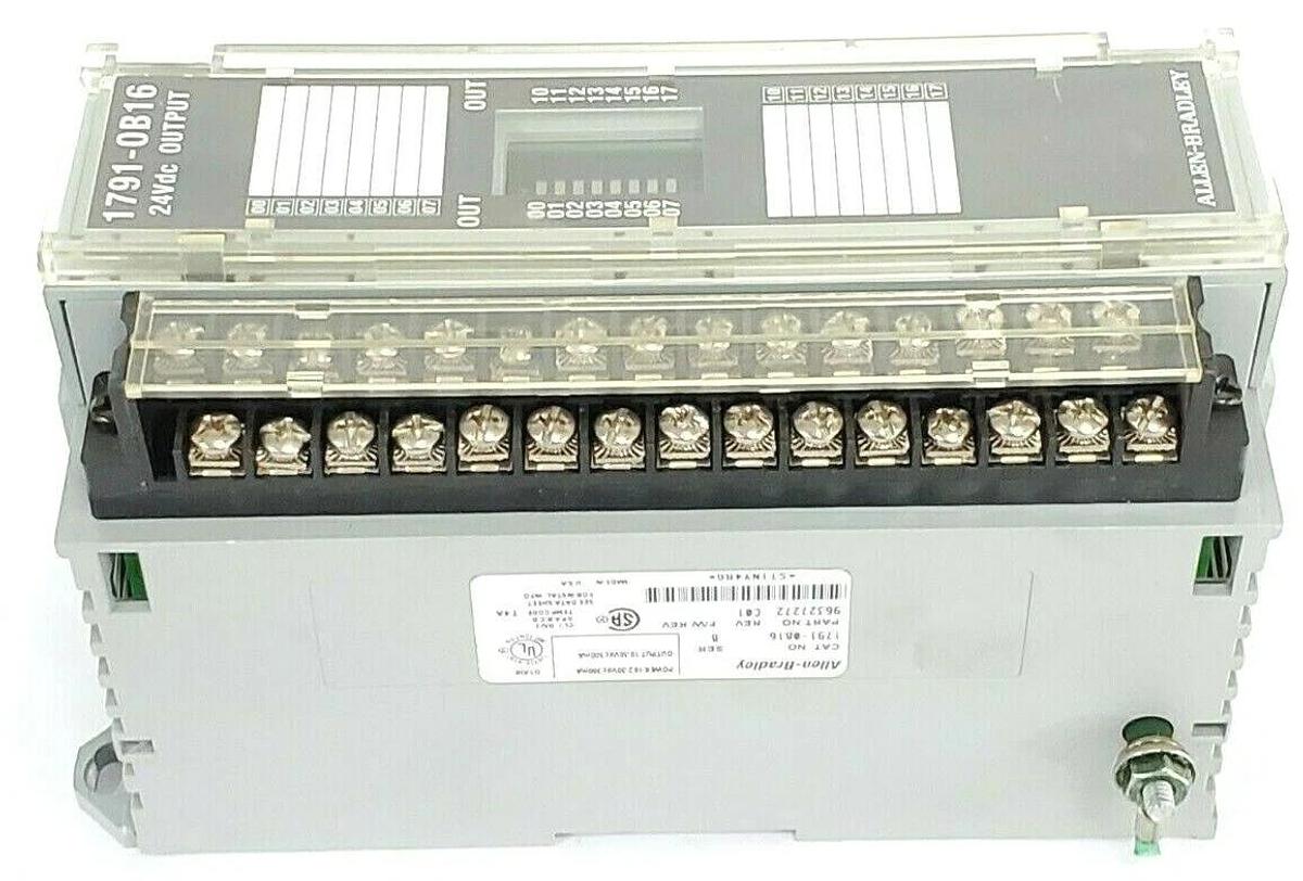 Used ALLEN BRADLEY 1791-0B16 I/O BLOCK 17910B16 SER. B REV. C01, 24VDC, P/N: 96327272