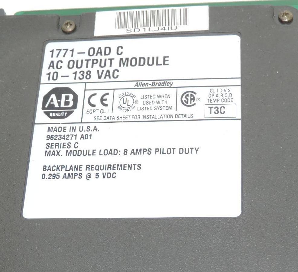 Used ALLEN BRADLEY 1771-OAD AC OUTPUT MODULE 10-138 VAC 96234271 A01 SERIES C