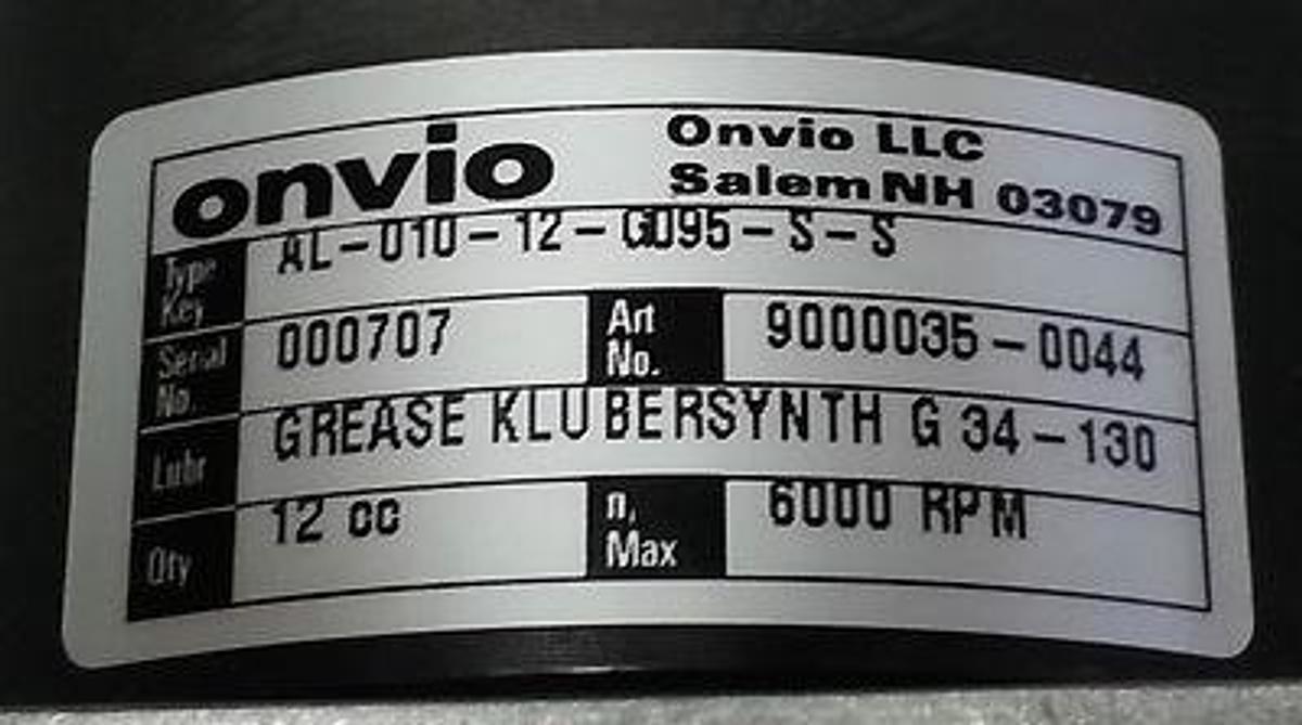 NEW ONVIO AL-010-12-G095-S-S 6000RPM GEAR DRIVE AL01012G095SS