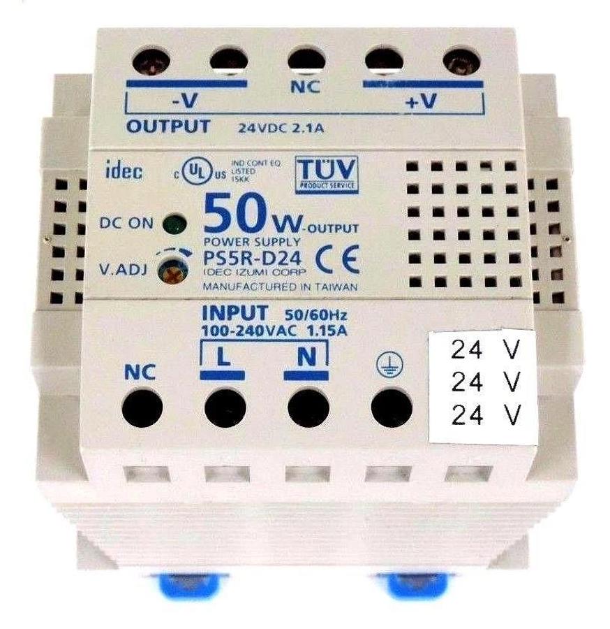 Used IDEC PS5R-D24 POWER SUPPLY 50W OUTPUT 100-240VAC 50/60HZ 1.15A PS5RD24