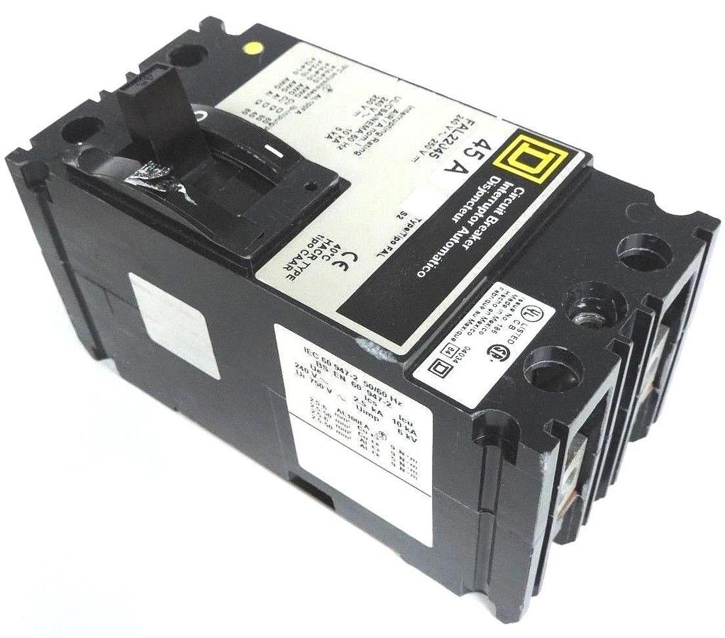 Used SQUARE D FAL22045 MOLDED CASE CIRCUIT BREAKER 240V~250V 45A