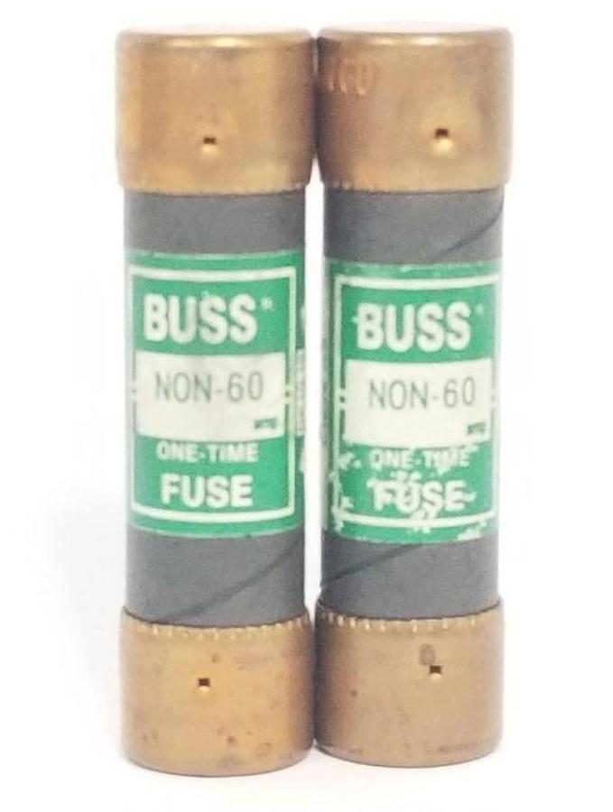 Used LOT OF 2 COOPER BUSSMANN NON-60 ONE-TIME FUSES NON60