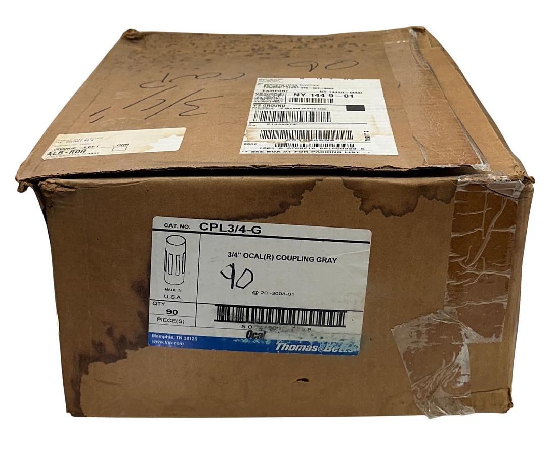 Used 90 THOMAS & BETTS CPL3/4-G / CPL34G Ocal PVC COATED COUPLINGS 3/4'' GRAY NSMP