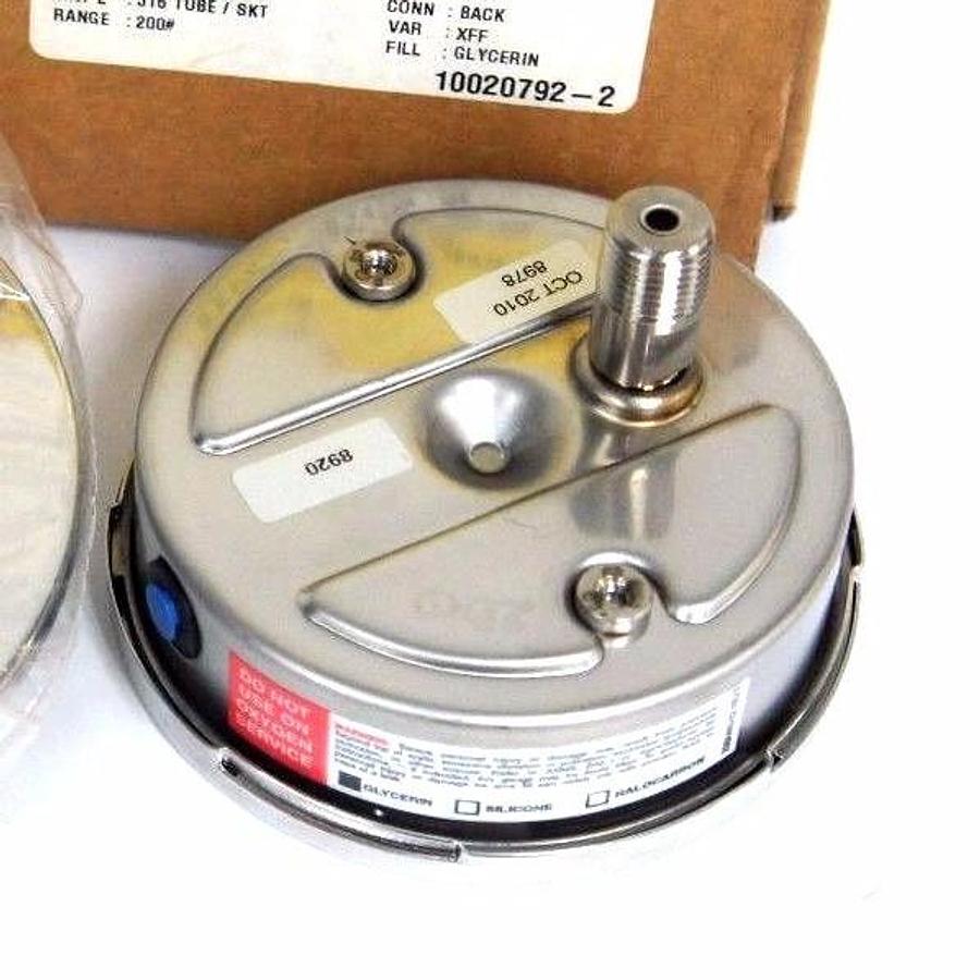Used NIB ASHCROFT 35-1009-SWL-02B-200#-XFF GLYCERIN PRESSURE GAUGE 0-200PSI 3 1/2"