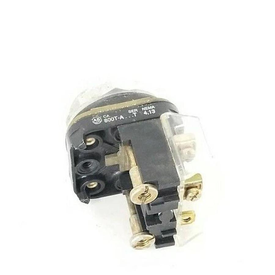 Used ALLEN BRADLEY 800T-A SER. T GREEN FLUSH CAP PUSHBUTTON W/ 800T-XA SER. D CONTACT