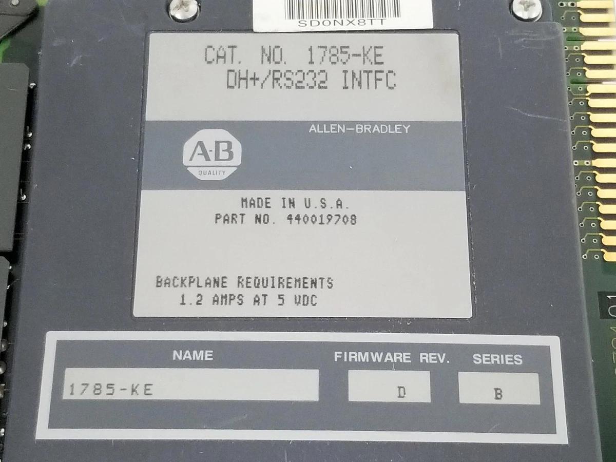 Used ALLEN BRADLEY 1785-KE DH+/RS232 INTERFACE MODULE SER. B F/W. REV. D 1785KE