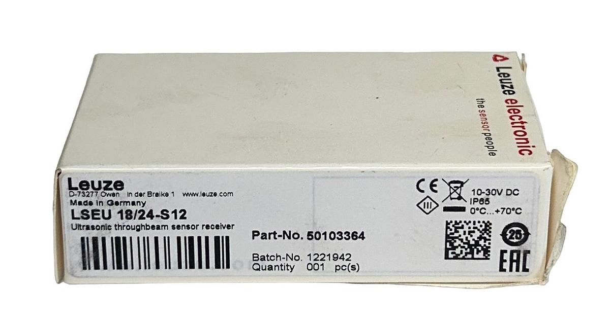 Used NEW LEUZE LSEU 18/24-S12 / 50103364 ULTRASONIC SENSOR TRANSMITTER 10-30VDC NSMP