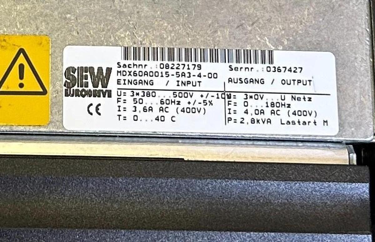 Used SEW EURODRIVE MDX61B0015-5A3-4-0T / 08279756 / MDX61B-0T MOVIDRIVE 08249571