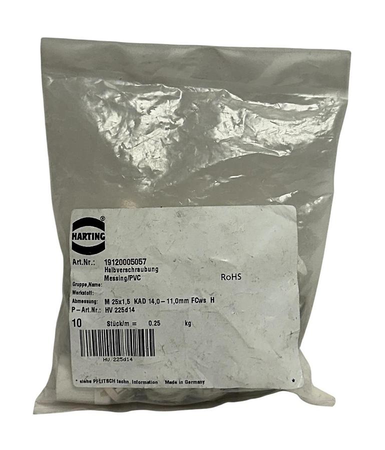 Used 10 HARTING 19120005057 HALF-SCREW CONNECTORS M25x1.5KAD 14.0-11.0mm OEM NSFS
